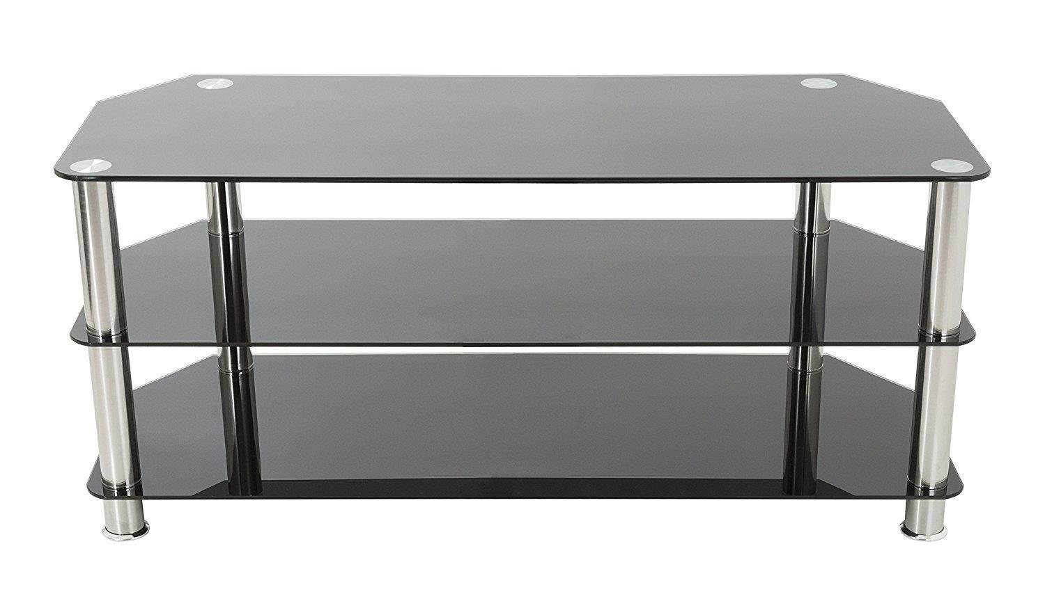 AVF SDC1000-A TV Stand for up to 50" TVs, Black Glass, Chrome Legs