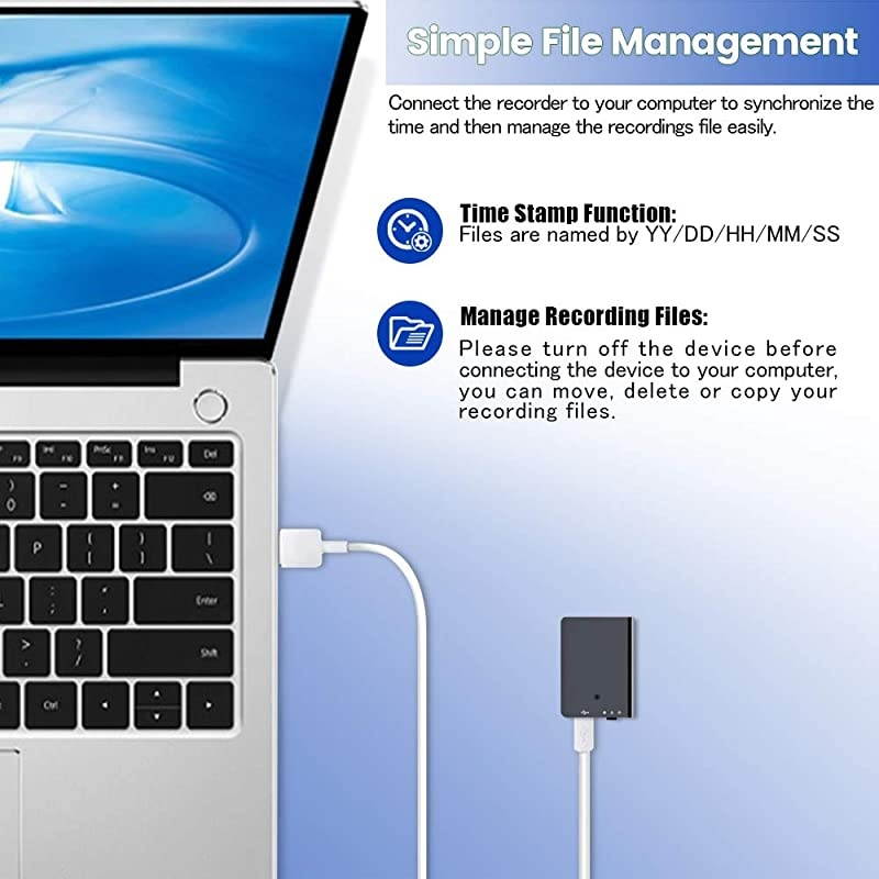 Mini Voice Recorder with Playback Voice Activated Recorder with USB Charge Portable Recording Device for Lectures Meetings Interviews Learning
