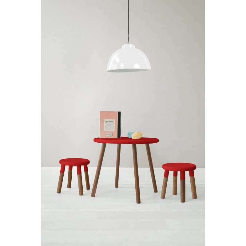 Set of 2 Peewee Wood Veneer Kids' Chairs Solid Walnut/Red - Nico & Yeye