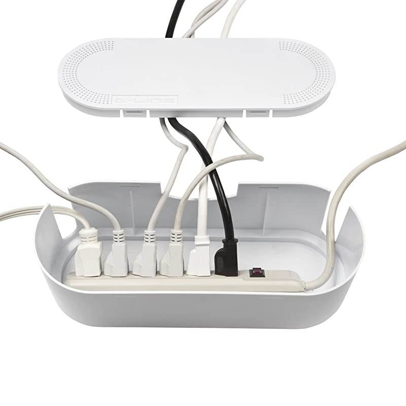 Cable Management Box | Hide and Conceal Power Strips and Electrical Cords from TVs Computers and Desks | Cord Organizer Made from Electrically Safe ABS Material Small White