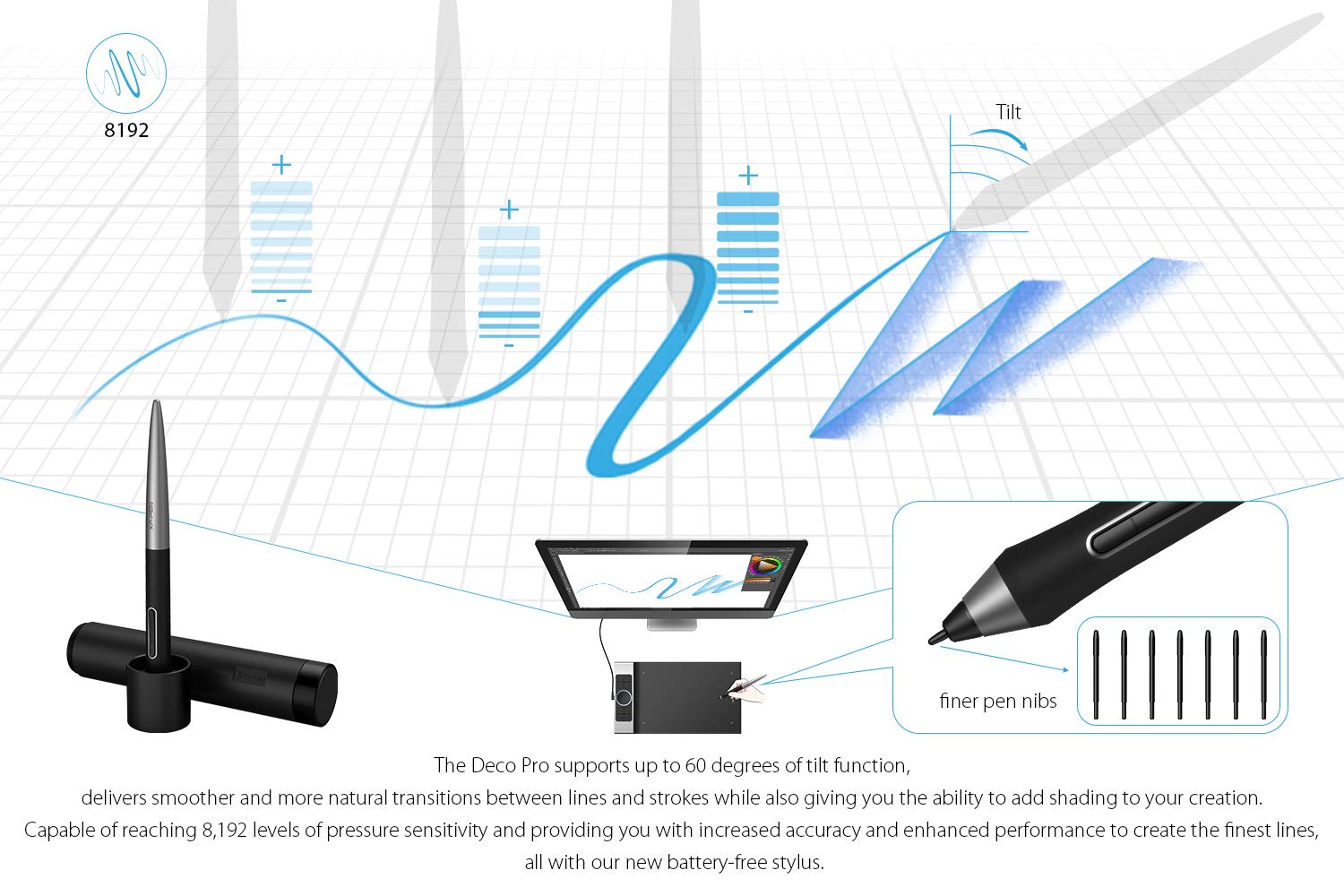 XP-PEN Deco Pro Medium Graphics Drawing Tablet Ultrathin Digital Pen Tablet with Tilt Function Double Wheel and 8 Shortcut Keys 8192 Levels Pressure 11x6 Inch Working Area