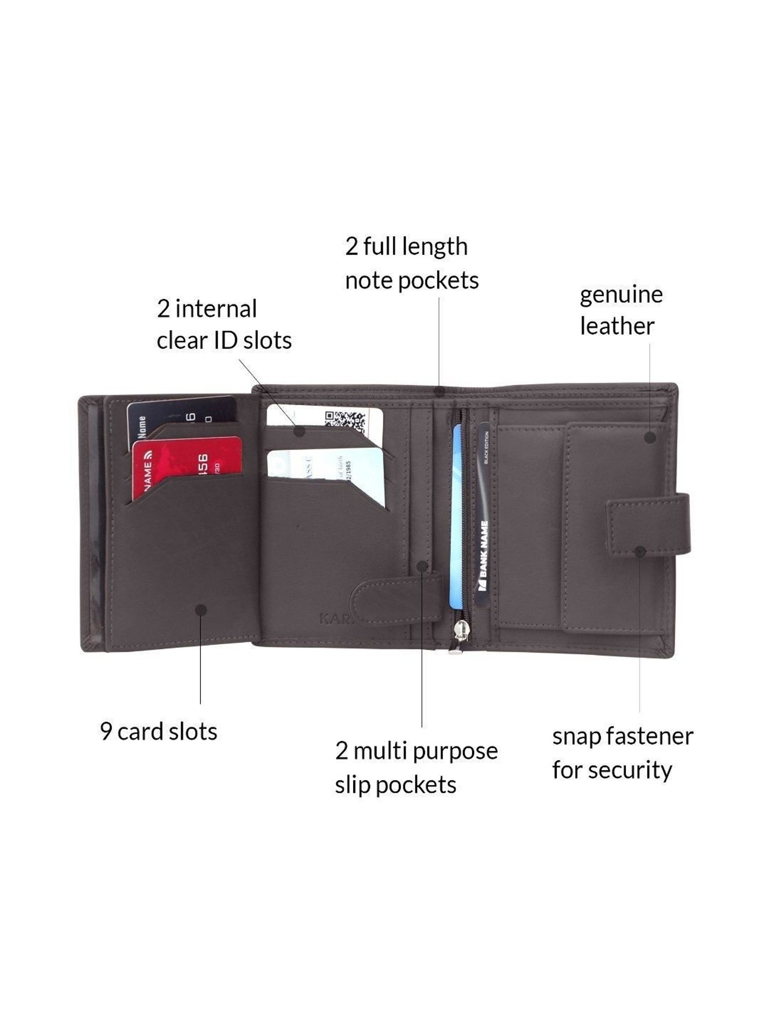 Kara Brown Leather Bi-Fold Wallet for Men