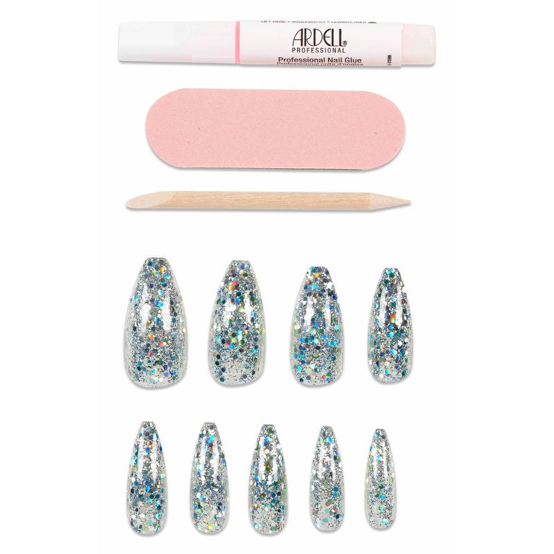 Ardell Nail Addict False Nails - Blue Jeweled Glitter - 24ct