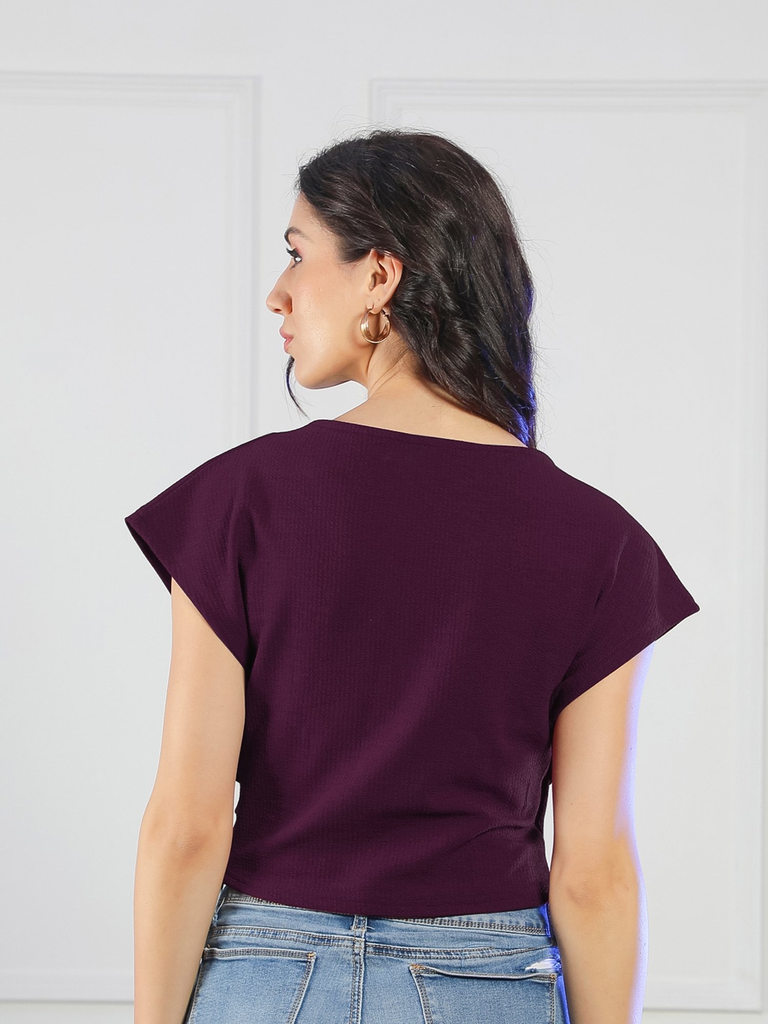 NEUDIS Wine Regular Fit Crop Top