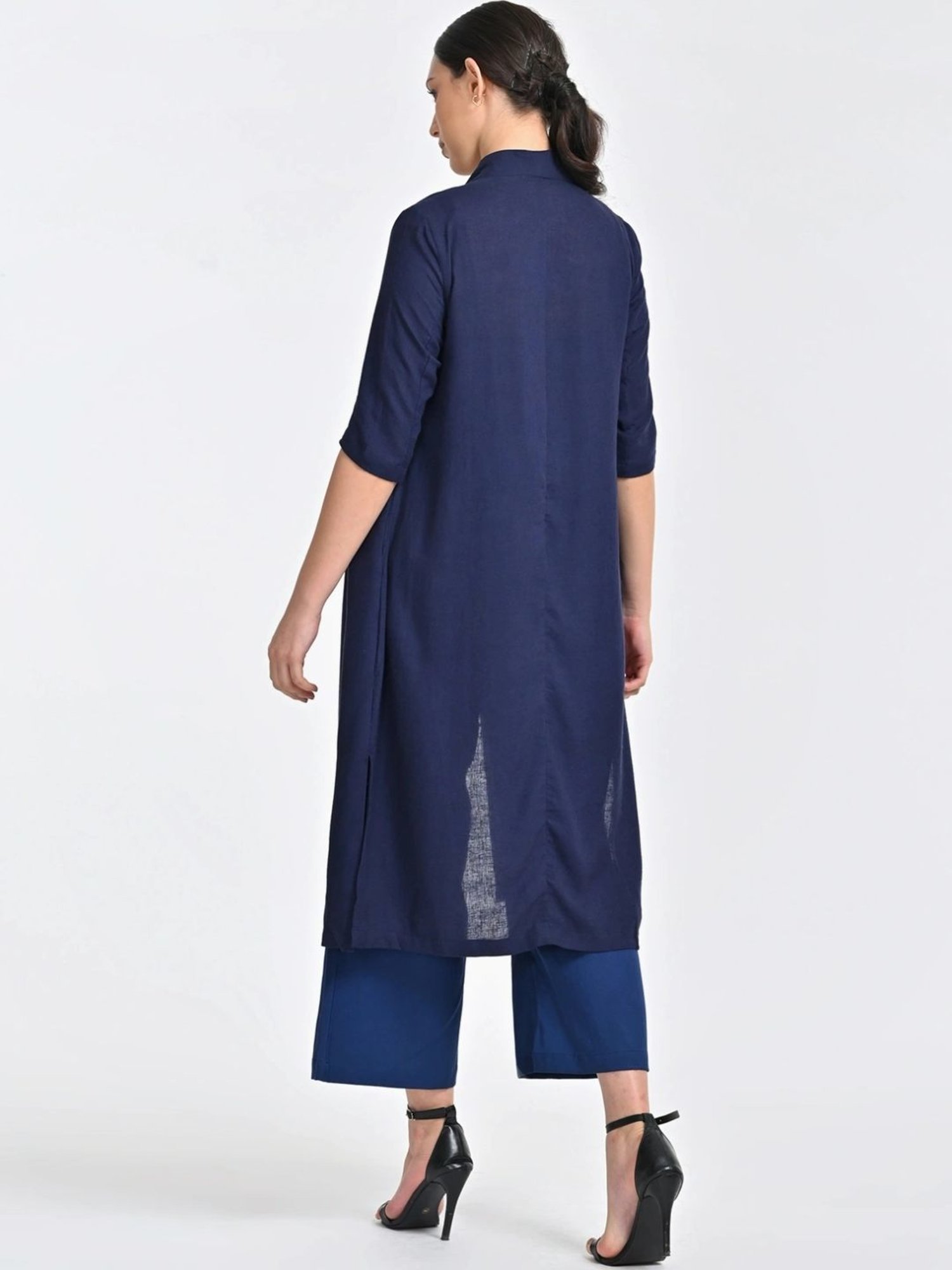 Saltpetre Navy 3 Piece Overlay Long Shirt With Top And Trousers Co-ords Set