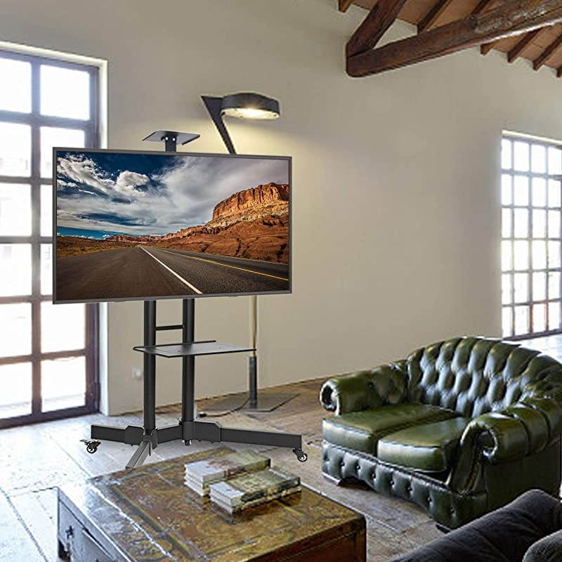 Mobile TV Cart with Wheels and Adjustable Shelf Rolling Trolley Mount TV Stand for 32-65 Inch LCD LED Flat Screen TV,Plasma TVs TV Monitors