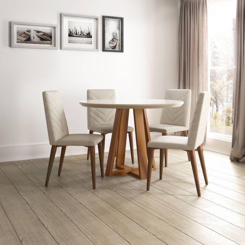 5pc 45.27" Duffy and Utopia Dining Set Off White/Beige - Manhattan Comfort