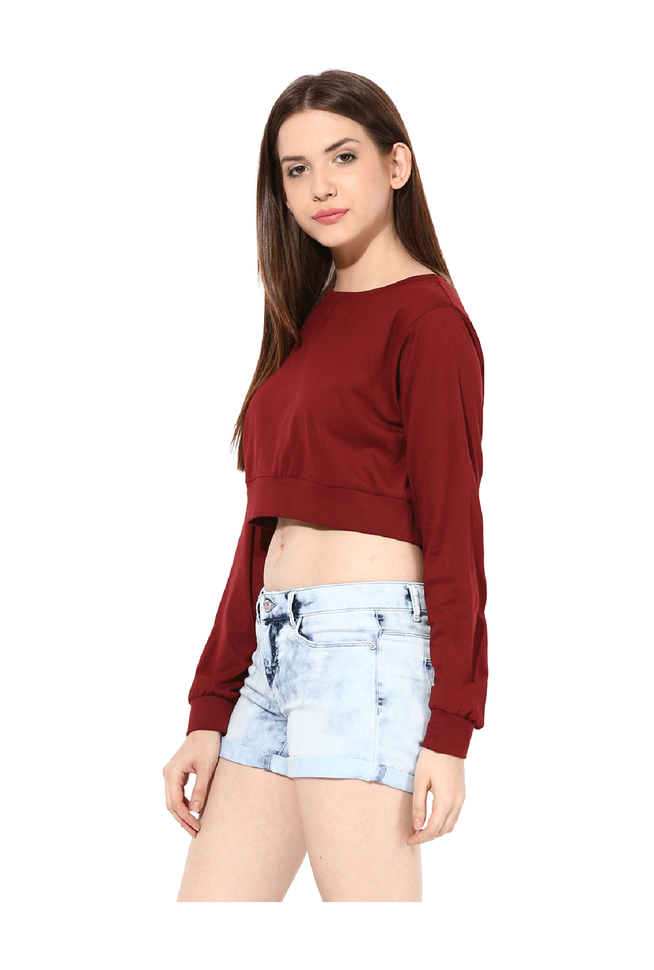 Miss Chase Maroon Cotton Crop Top