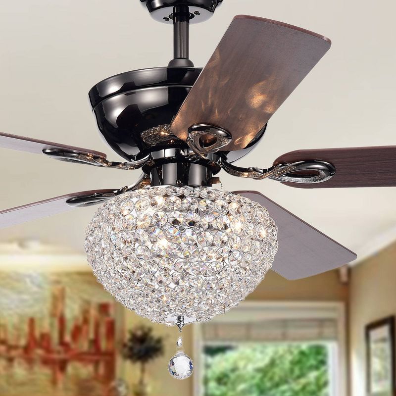 52" x 52" x 22" Taliko Crystal Basket Housing Ceiling Fan Black/Brown - Warehouse of Tiffany