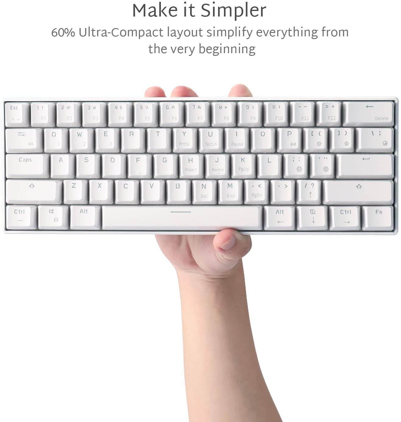 CUUWE RK ROYAL KLUDGE RK61 Wireless 60% Mechanical Gaming Keyboard, Ultra-Compact Bluetooth Keyboard with Linear and mechanical Switch, Compatible for Multi-Device Connection