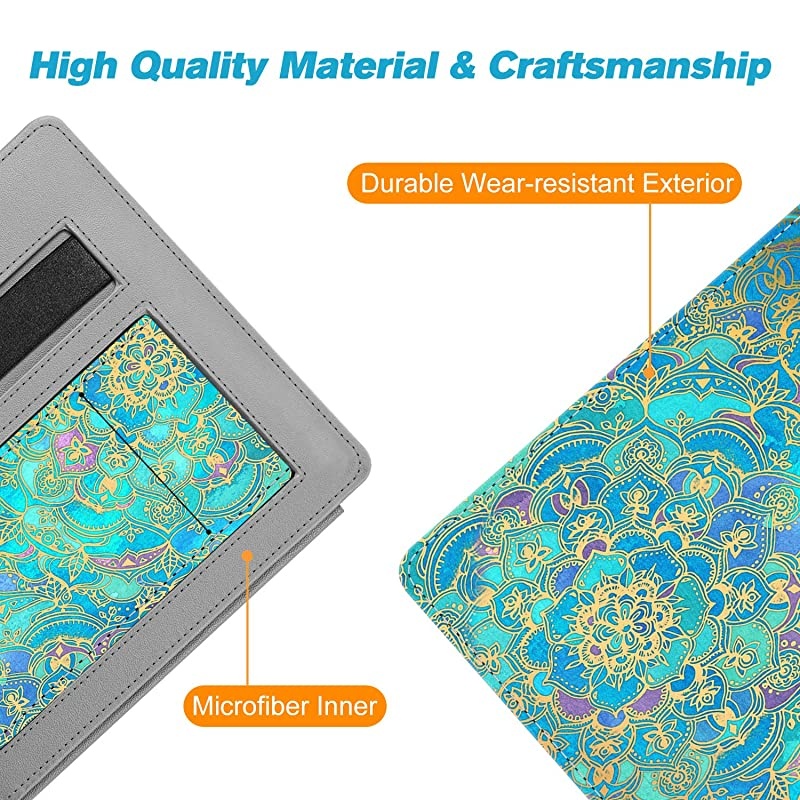 Stand Case for AllNew Kindle Oasis 10th Generation 2019 Release and 9th Generation 2017 Release Premium PU Leather Sleeve Cover with Card Slot and Hand Strap Shades of Blue