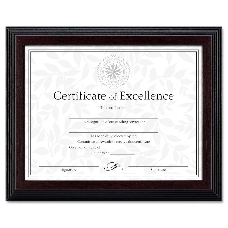 Dax Stepped Award/Certificate Frame 8 1/2 x 11 Black w/Walnut Trim N19881BT