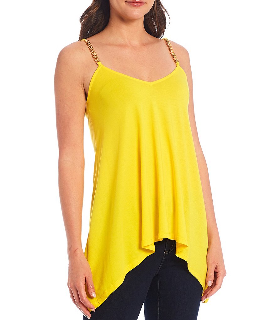 MICHAEL Michael Kors Knit Jersey V-Neck Chain Strap Tank