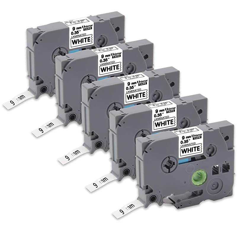 9mm 221 221 Tz221 Laminated White Label Tape Compatible for Brother PTouch PTD210 PTD200 PTD400AD PTD600 PTH100 PTH110 PTD450 PTP700 PT1880 Label Maker 035 x 262 5Pack