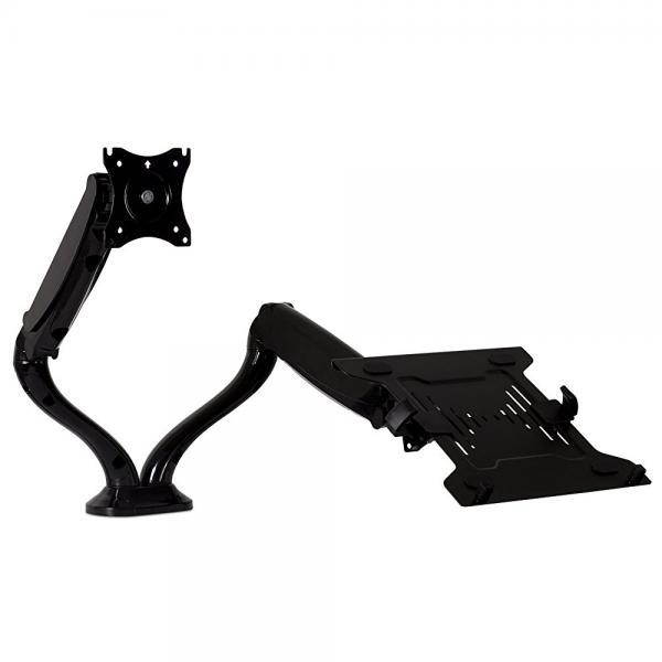 Mount-It! Laptop and Monitor Desk Stand | VESA Monitor Desk Mount with Laptop Tray