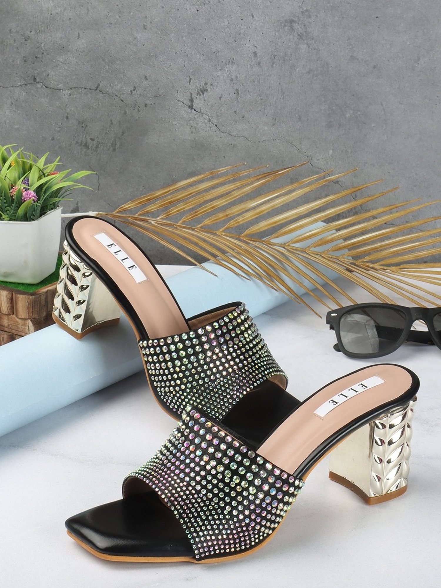 Elle Women's Black Ethnic Sandals