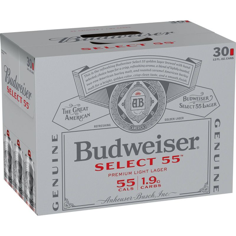 Budweiser Select 55 Light Lager Beer - 30pk/12 fl oz Cans