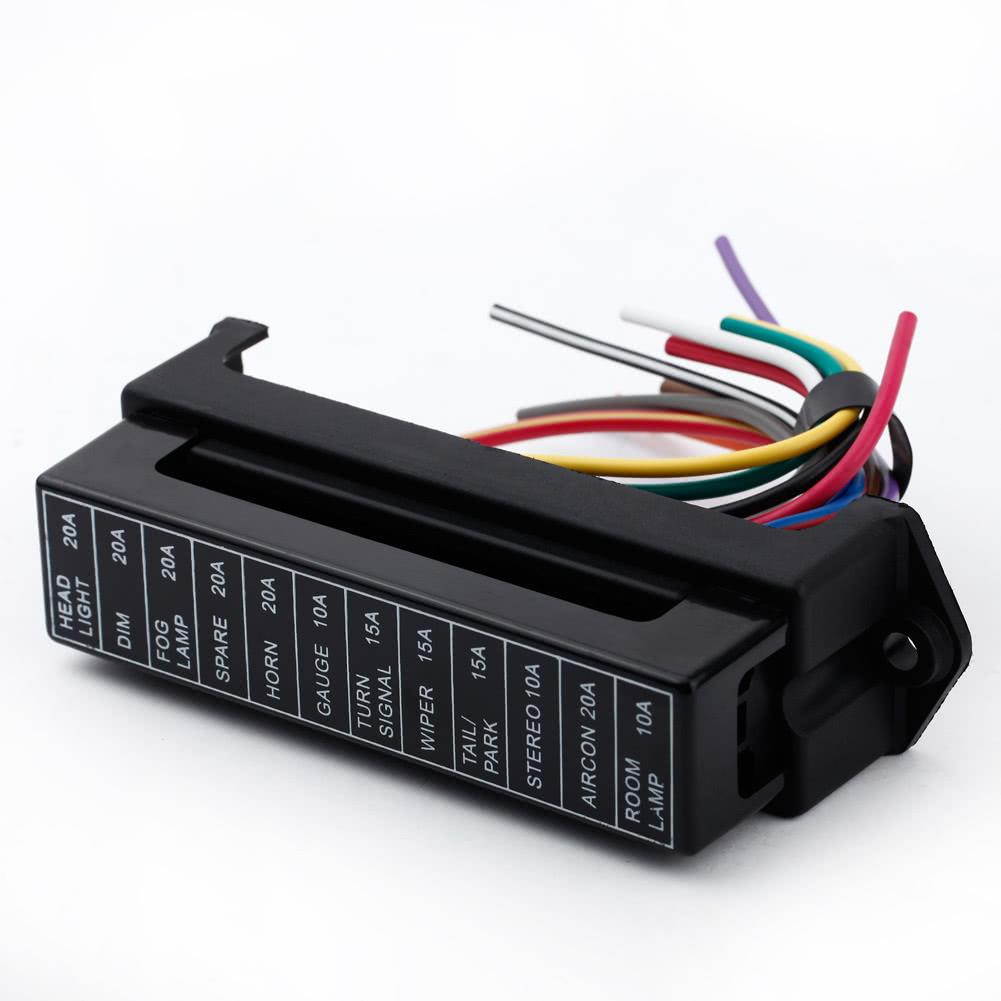 12 Way DC32V Circuit Car Trailer Auto Blade Fuse Box Block Holder ATC ATO 2-input 12-ouput Wire