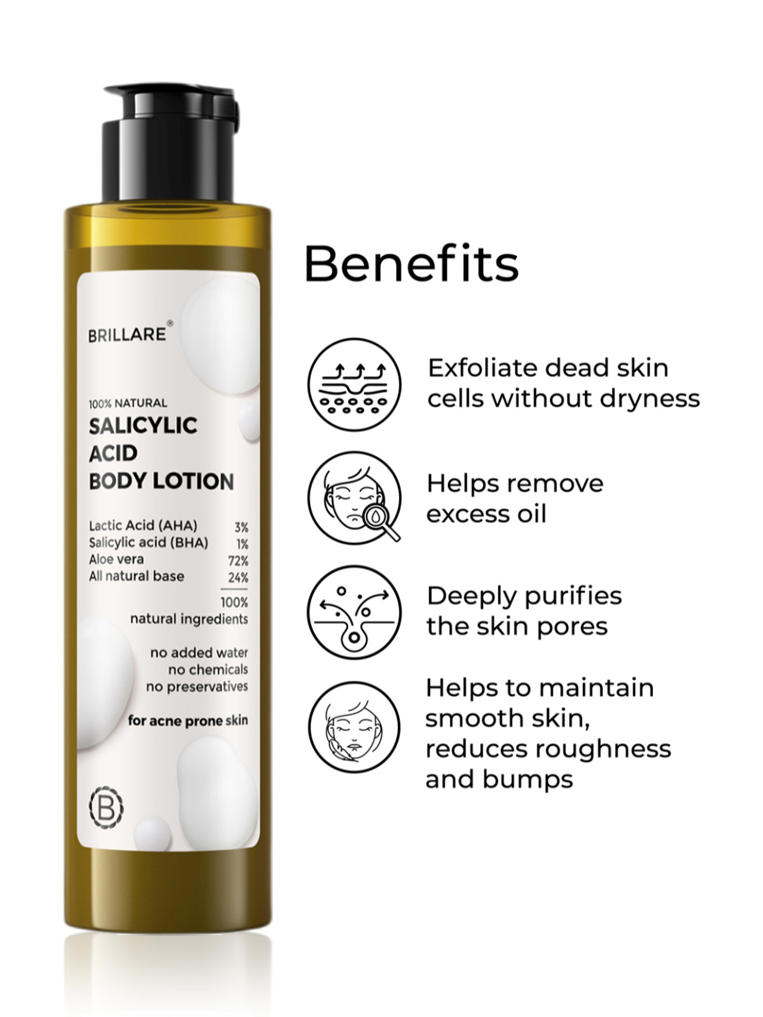 Brillare 100% Natural Salicylic Acid Body Lotion - 200 ml