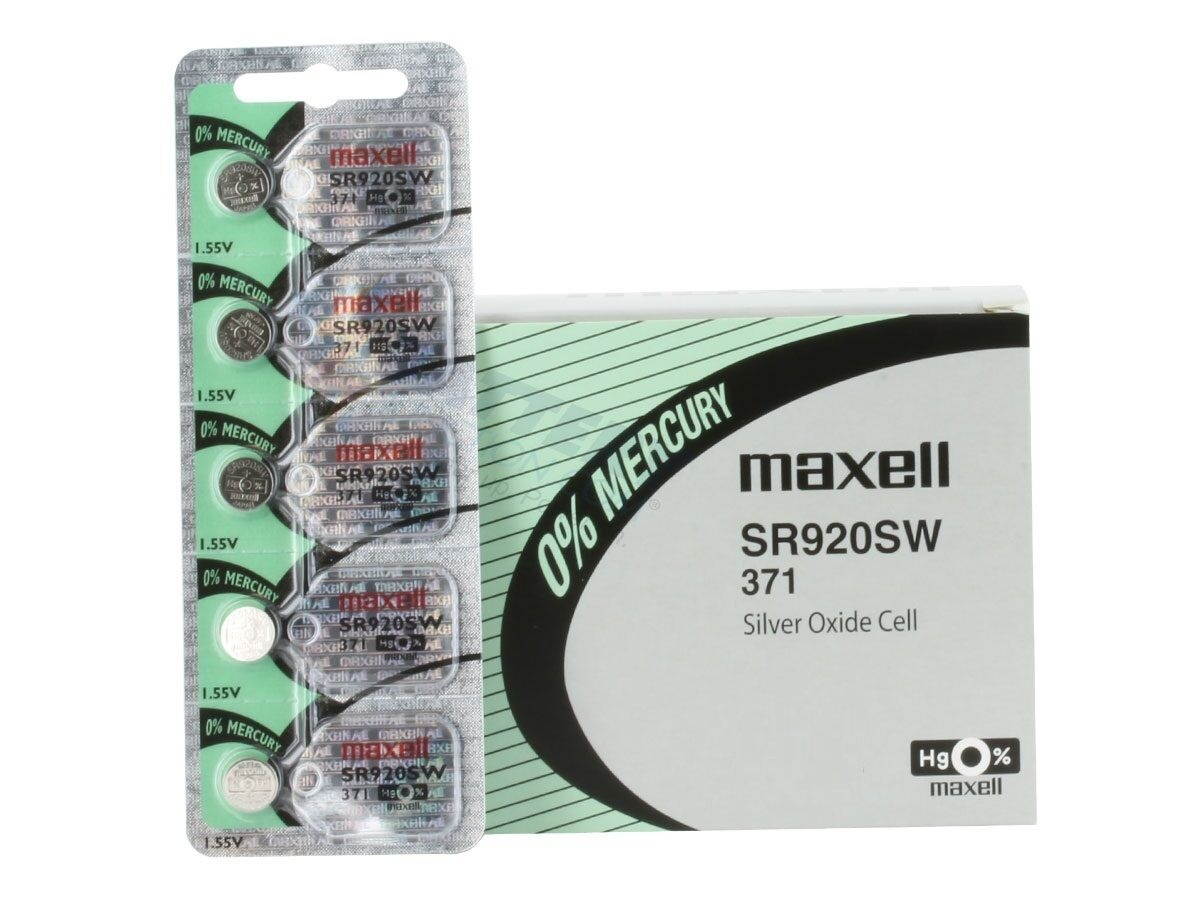 5 Pcs 371 Battery SR920SW Maxell Batteries