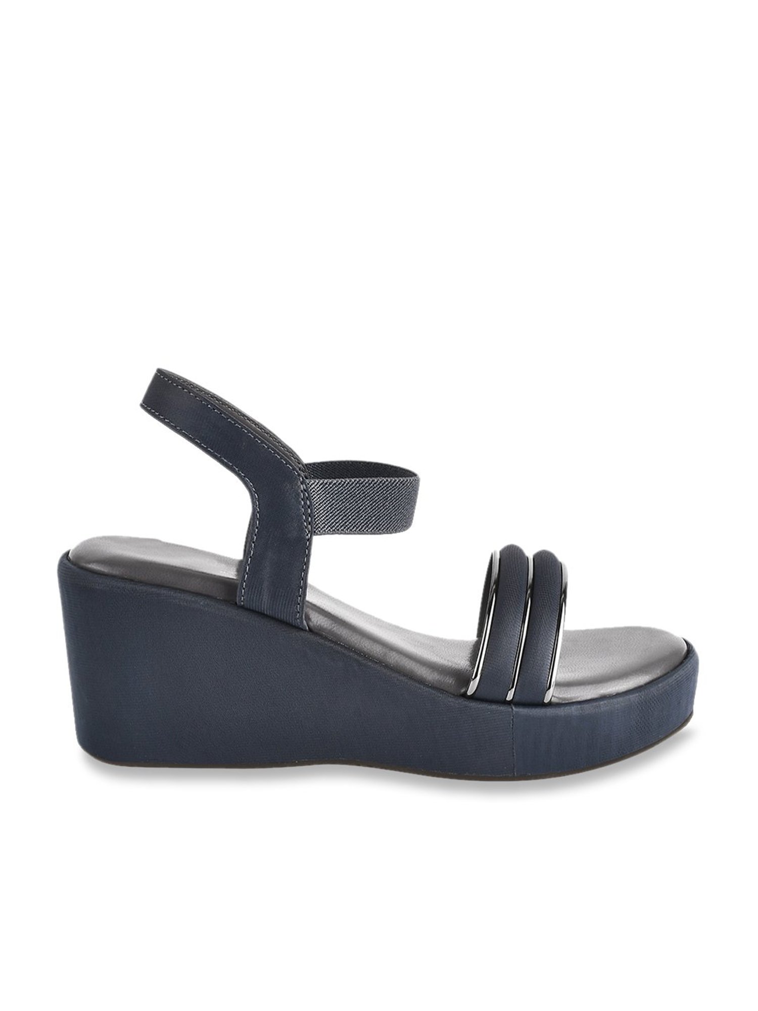 The White Pole Women's Grey Ankle Strap Wedges