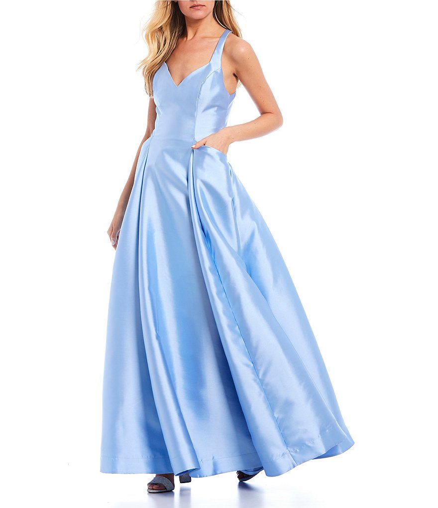 Sequin Hearts Sleeveless X-Back Mikado Ball Gown