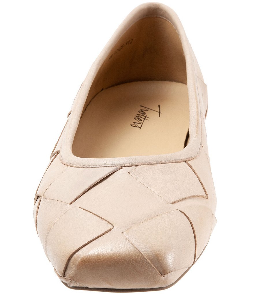 Trotters Hanny Woven Square Toe Leather Ballet Flats