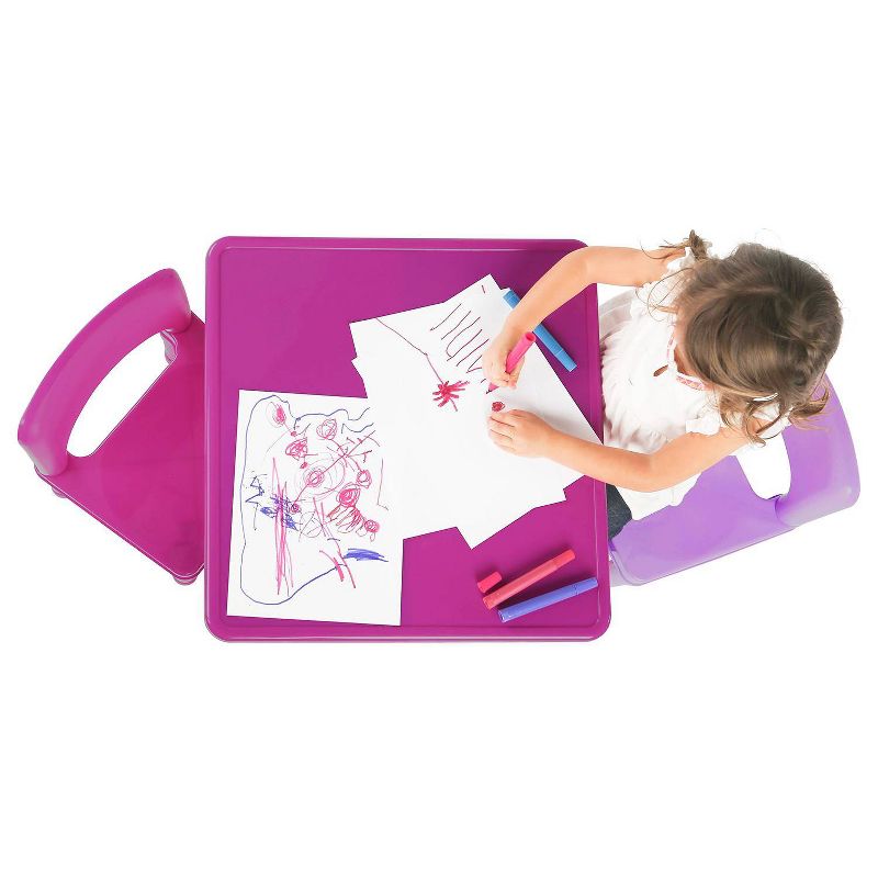 3pc 2 in 1 Square Activity Table with Chairs Pink/Purple - Humble Crew