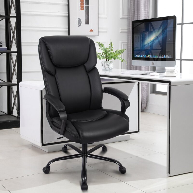Executive Office Computer Desk Chair, PU Leather Reclining Adjustable Seat Height Swivel Ergonomic Design for Lumbar Support
