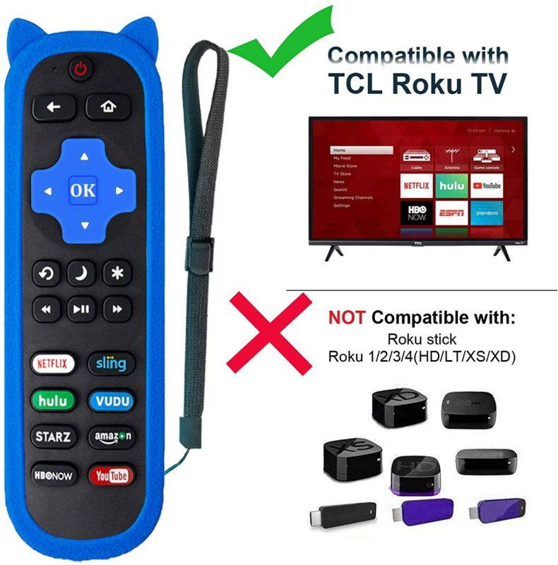 Motiexic Remote Control Compatible with All TCL Roku TV, Universal for TCL 4K Smart Roku TV Remote Control, 2020 Update Version with 8 Channel Shortcut Keys, with Blue Glow Protective Case