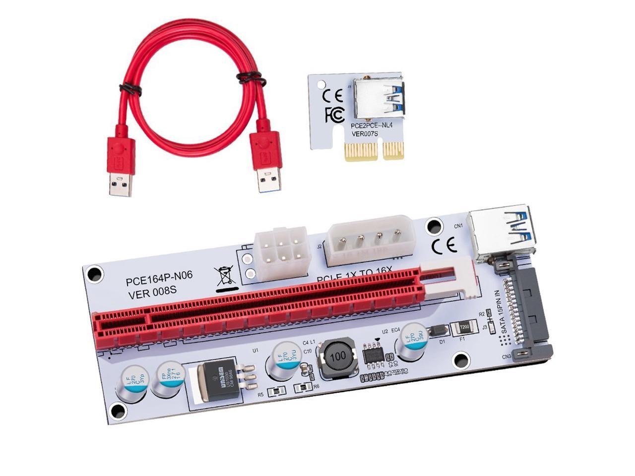 6-Pack Ver006C Mining Dedicated PCIe Riser Cable Card Adapter Cryptocurrency PCI Express 1X to 16X Extender Mining Rig 60cm USB 3.0 6Pin Power