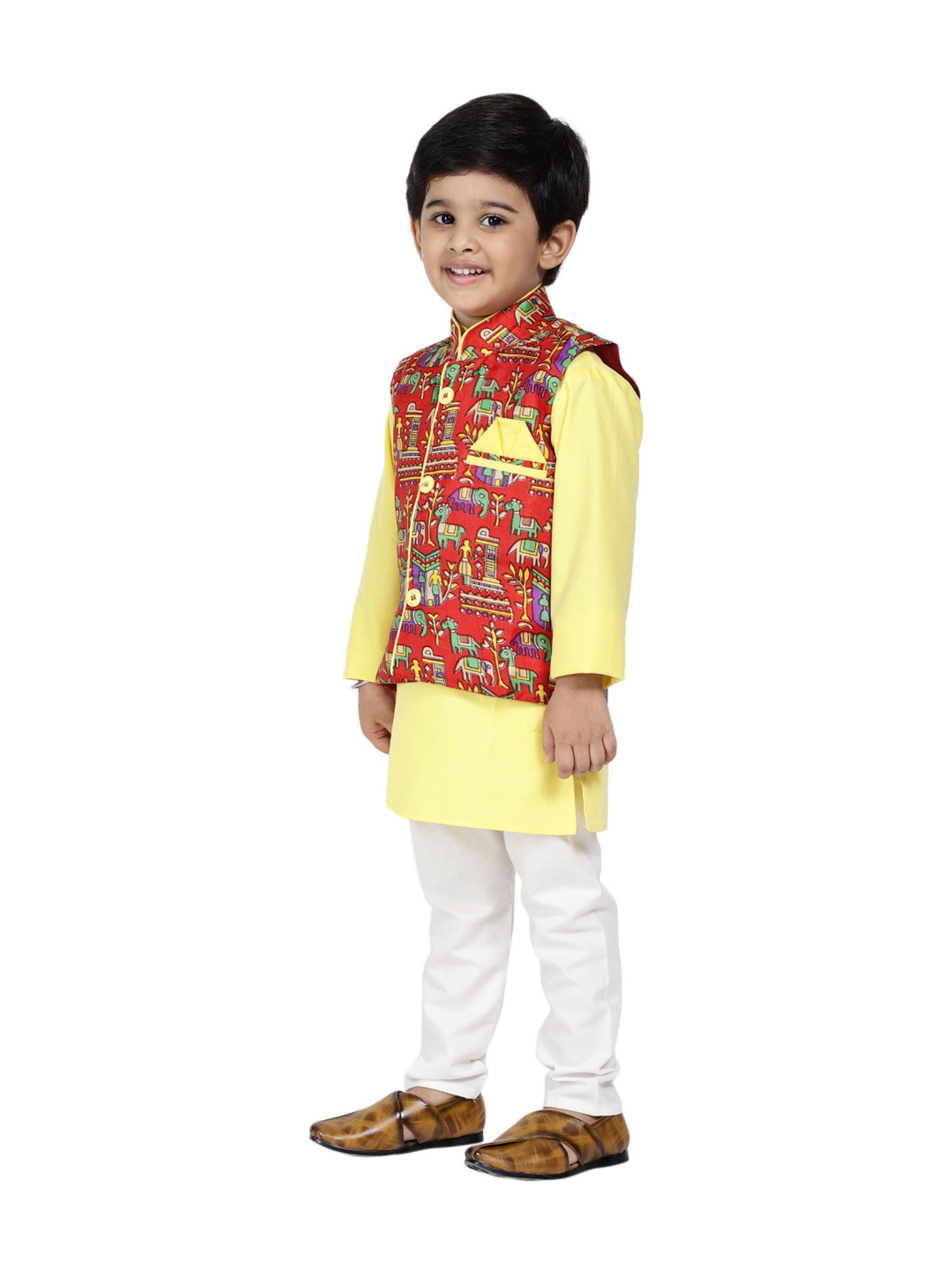 VASTRAMAY Kids Pink & White Floral Print Kurta Set