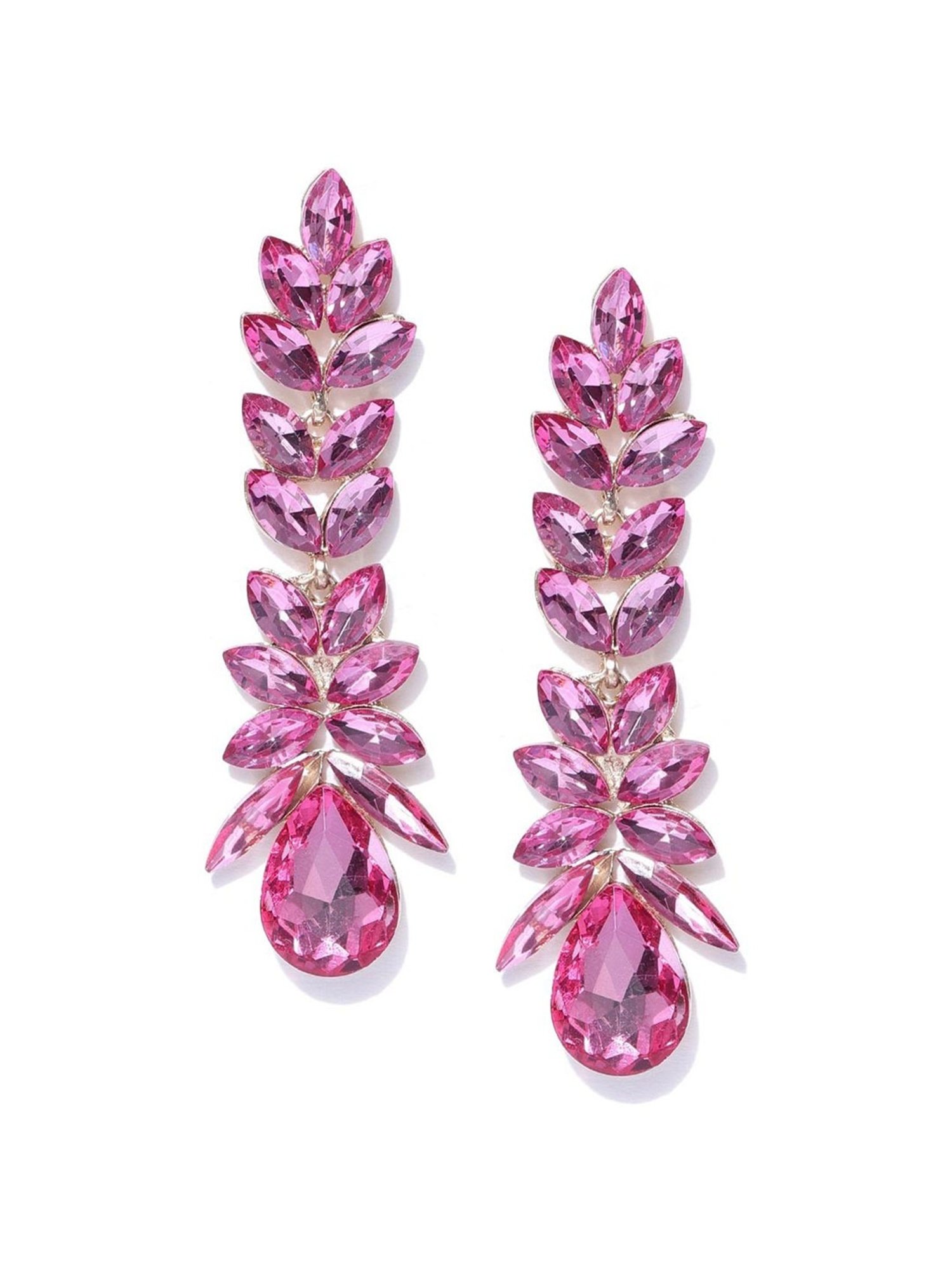 YouBella Pink Gold-Plated Contemporary Dangler Earrings