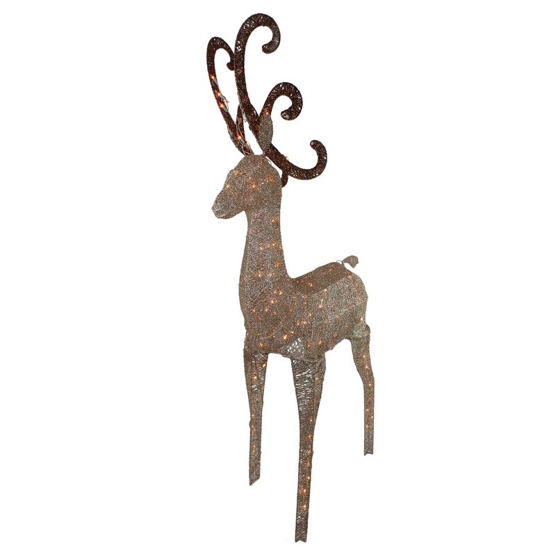 J. Hofert Co 66" Champagne Gold Lighted Standing Deer with Jingle Bells Outdoor Christmas Decoration