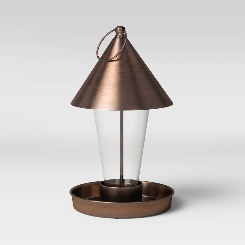 11" Mild Steel/Glass Bird Feeder Copper Brown - Smith & Hawken™