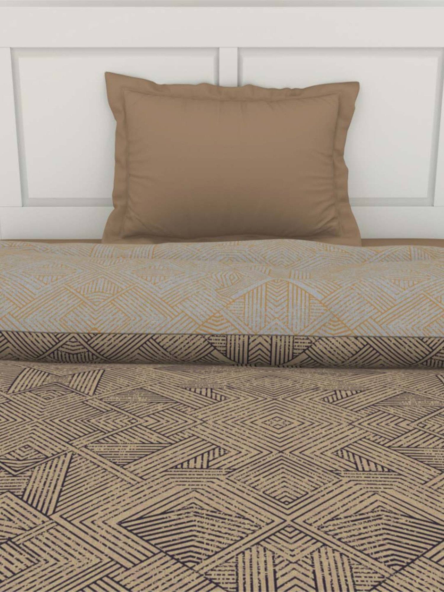 Spaces Geometric Brown 144 TC Cotton Single Quilt