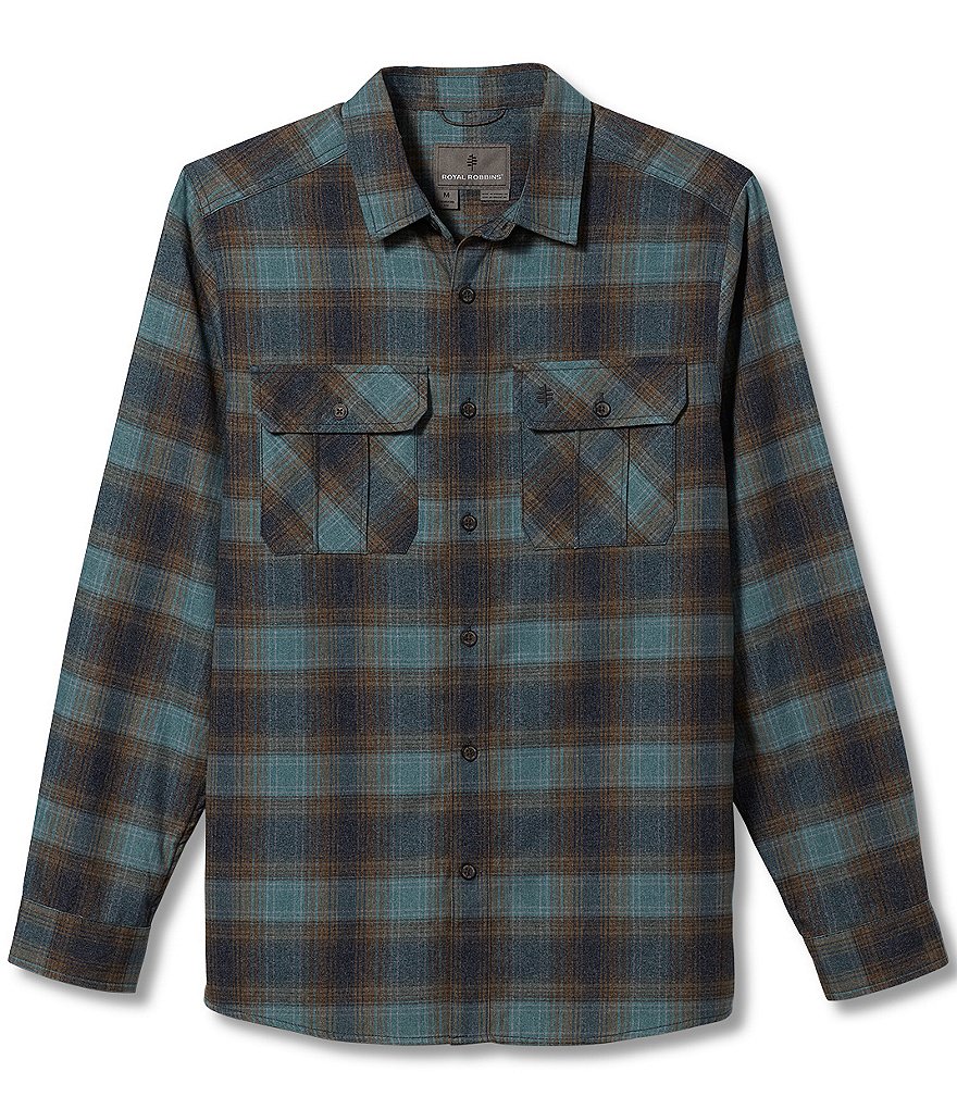 Royal Robbins Lost Coast Flannel Plaid Performance Long-Sleeve Woven Shirt
