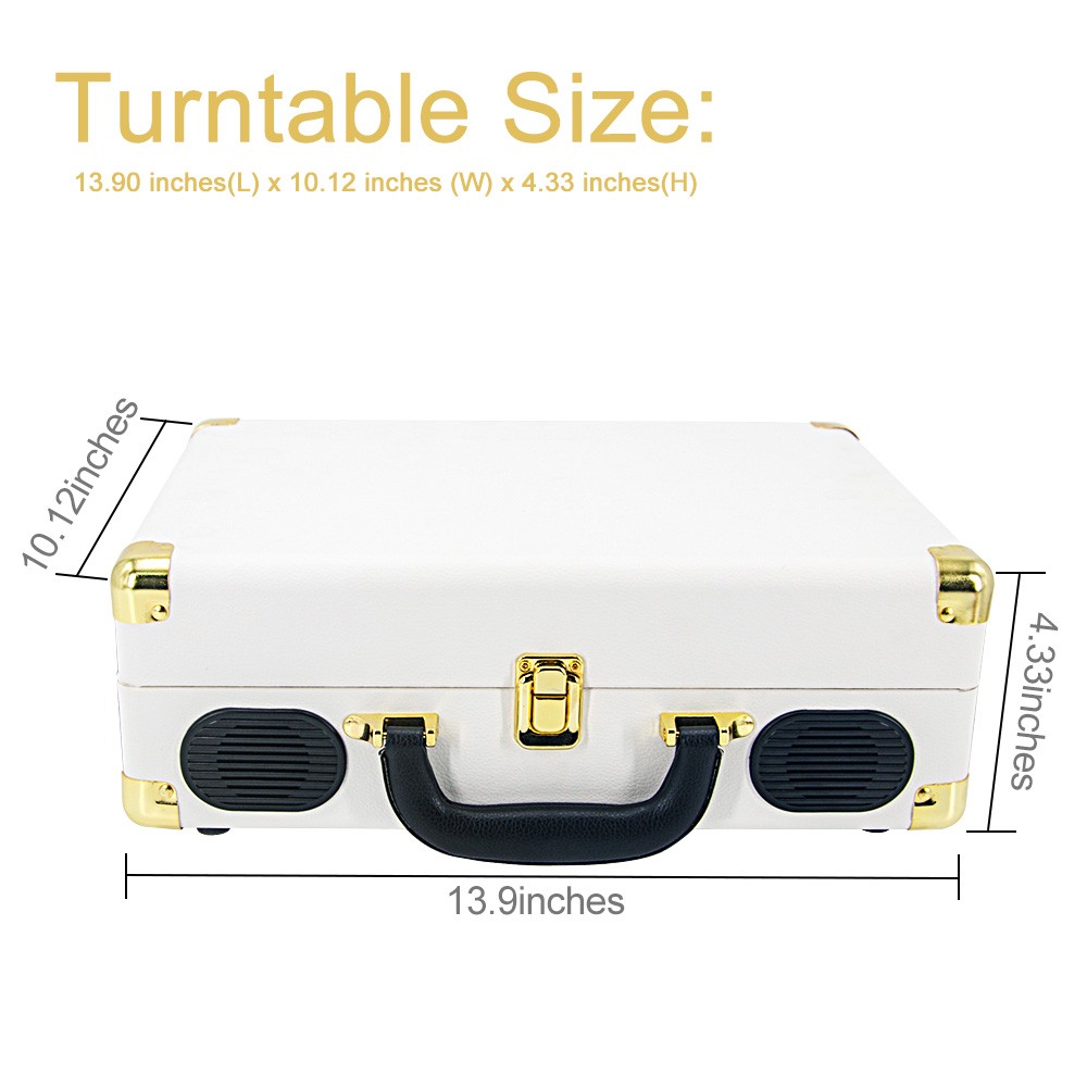 LP&No.1 Suitcase Bluetooth Turntable with Stereo Speaker,3 Speeds Vinyl Record Player Turquoise