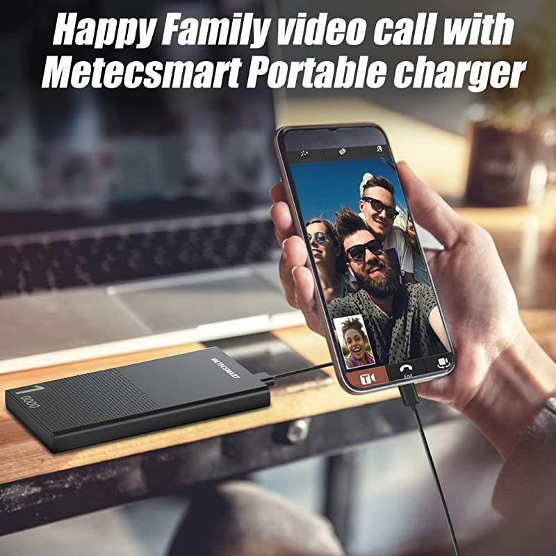 Power Bank, Cell Phone Portable Charger, 5v 10000mAh 10000 USB External Backup Lightweight Travel Blackweb Thin Slim Wallet Mobile Rechargeable Battery Pack for iPhone 11 Samsung Android