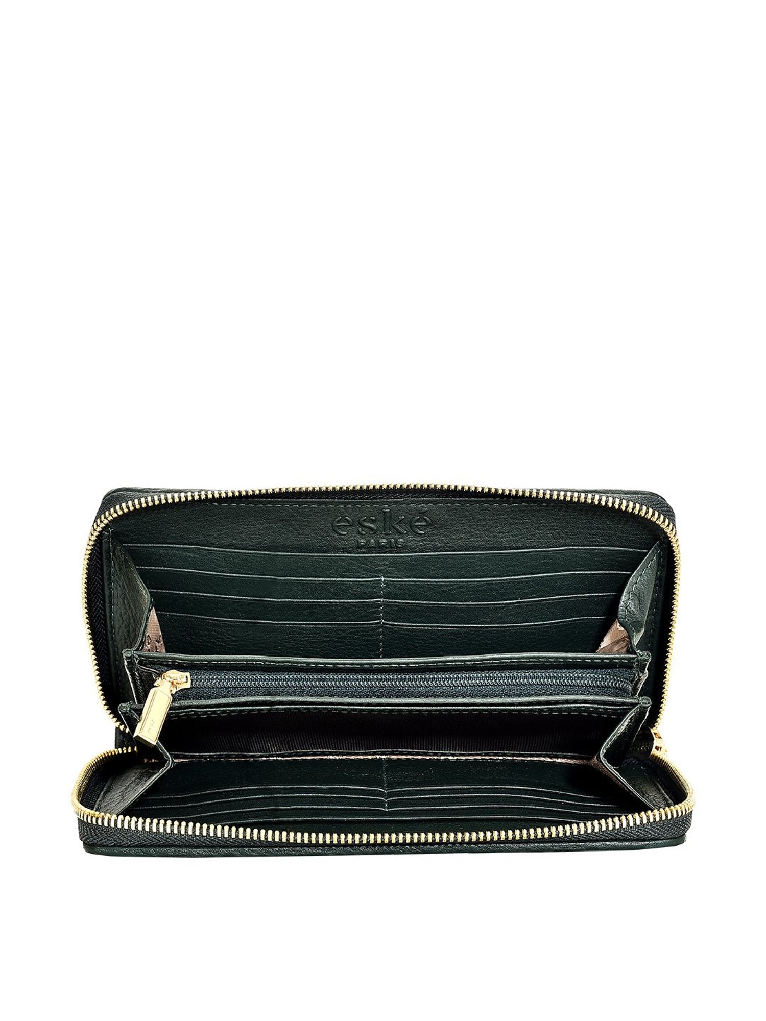 Eske Piya Green Cut Work Zip Around Wallet for Women