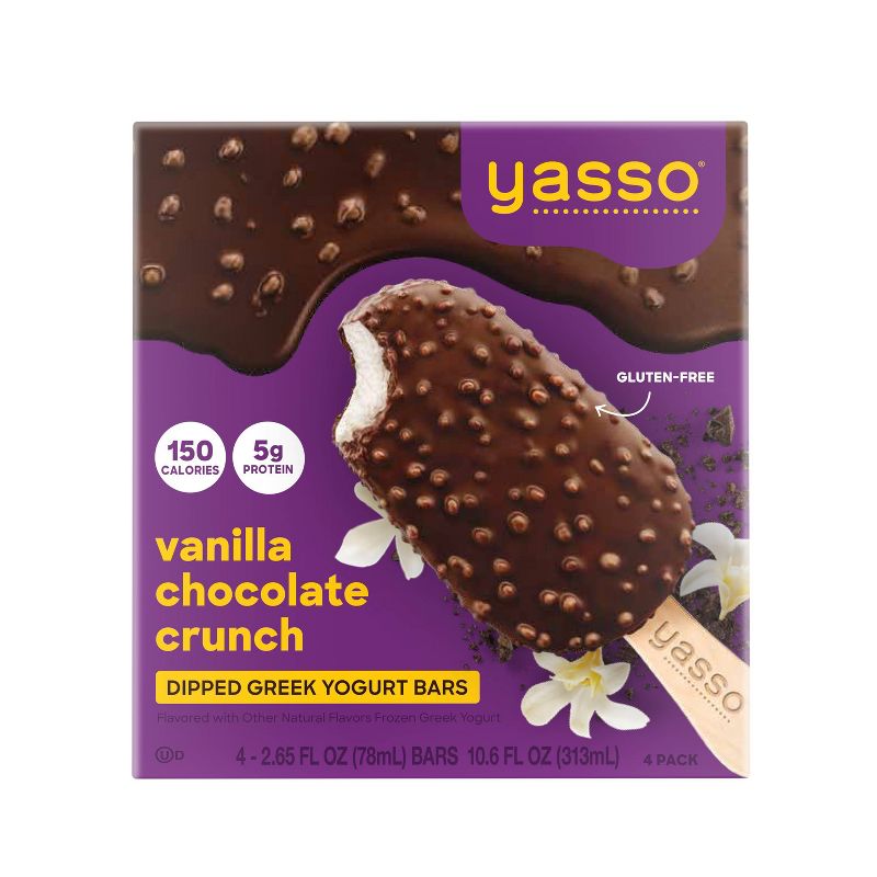 Yasso Frozen Greek Yogurt Indulgent Vanilla Dark Chocolate Crunch - 4ct