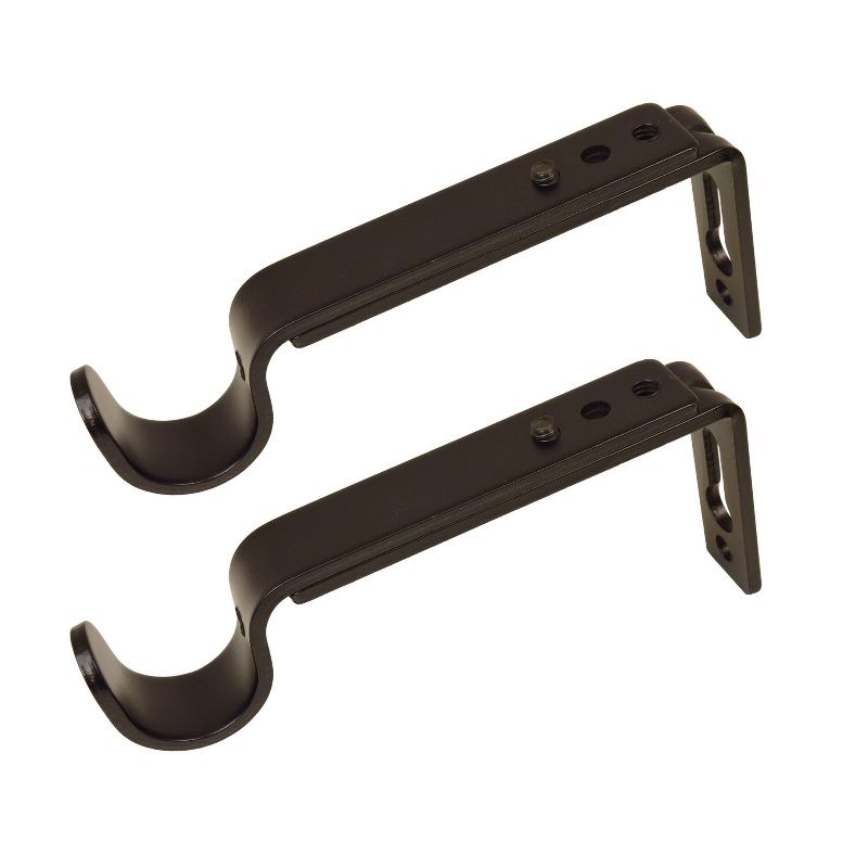 Set of 2 Drapery Rod Brackets Brown Brown - Versailles Home Fashions