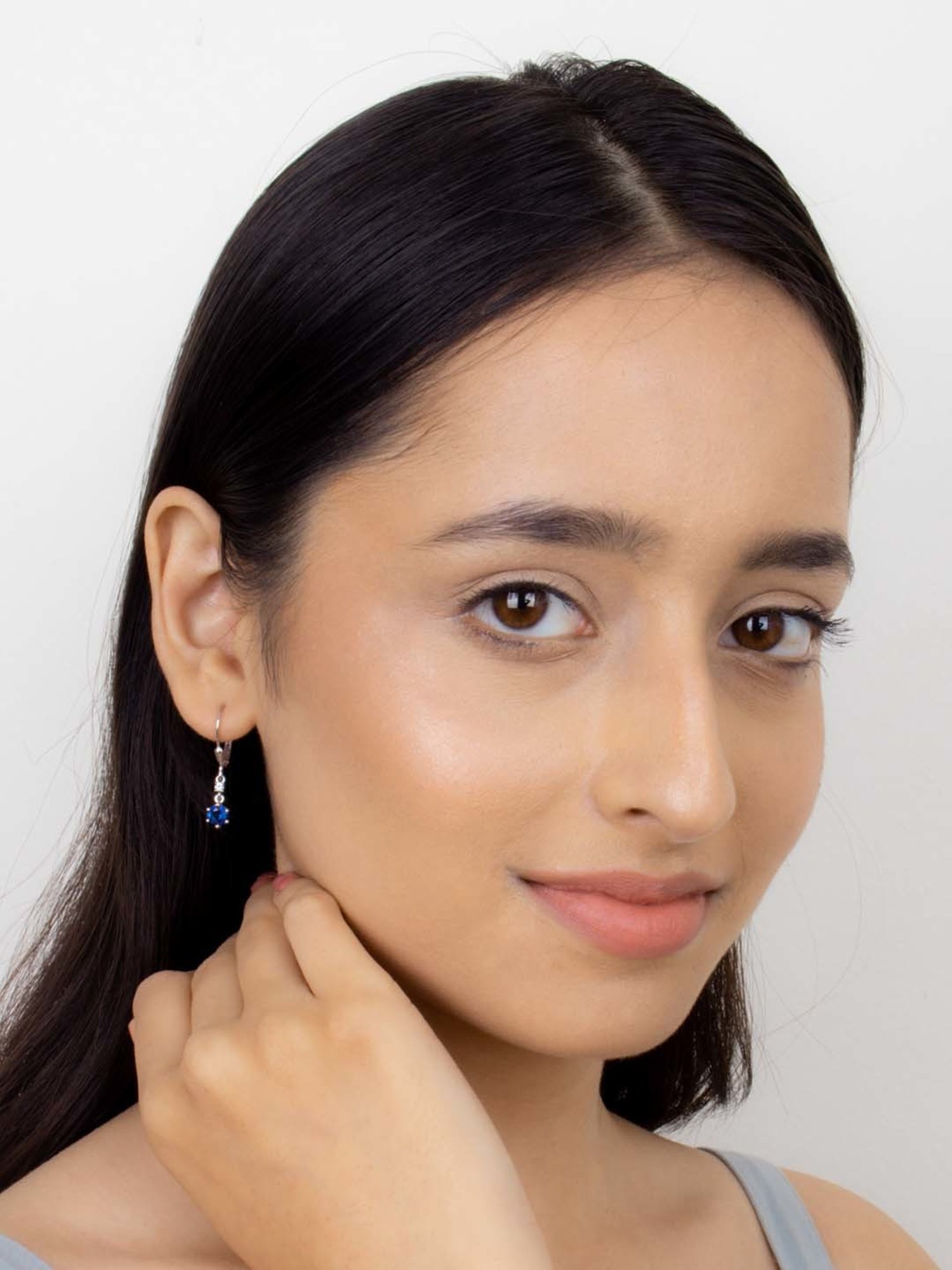 Ornate Jewels 92.5 Sterling Silver Blue Sapphire Earrings for Women