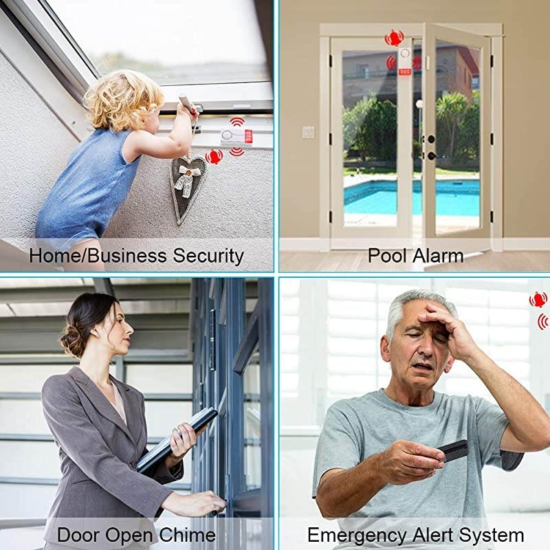 Remote Door Alarm with Security Strobe Light, Door and Window Alarms Sensors for Home Security Kids Safety, Wireless Siren Strobe Alarm for Windows and Doors