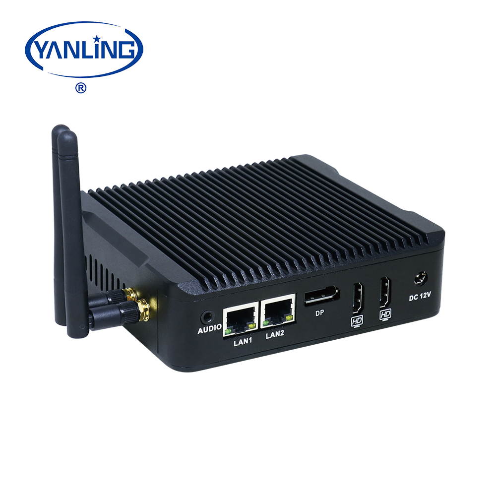 Fanless Mini PC,Intel Celeron N3160 Quad Core Dual Lan Mini Cmputer,Desktop Computer for Win 7 8 10 Linux OS with 1DP/2HDMI/2USB3.0/4USB2.0/1COM(4G RAM/32G SSD)