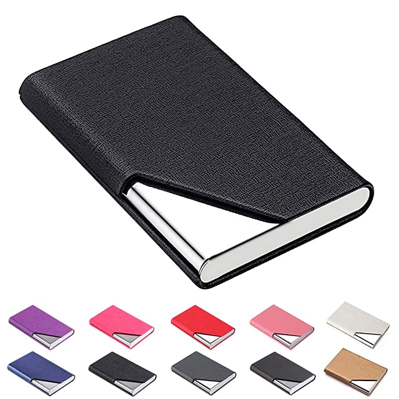 Business Name Card Holder Luxury PU Leather Multi Card Case Business Name Card Holder Wallet Credit Card ID Case Holder for Women Men Keep Your Business Cards Clean Black1
