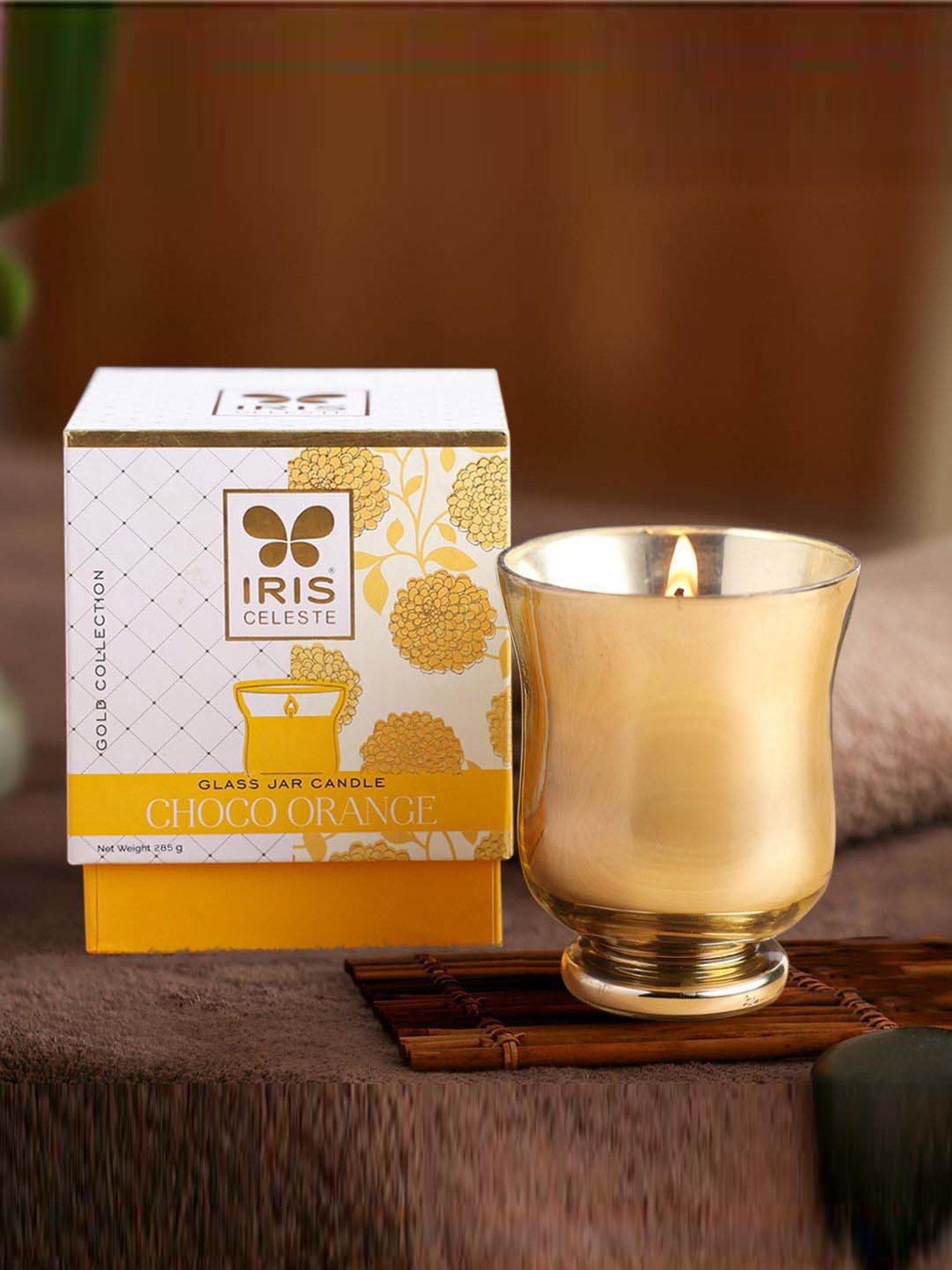 IRIS Gold Collection White Celeste Hurricane Choco Orange Fragrance Candle