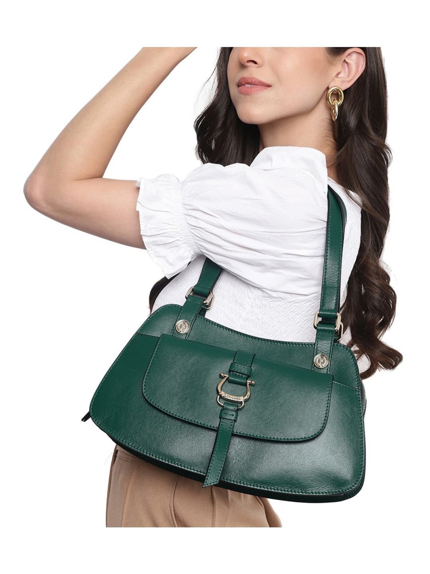 Pollini Green DAYTONA Large Hobo Bag