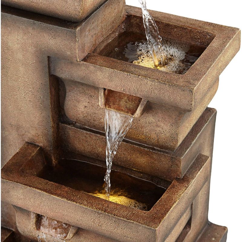 John Timberland Rustic Outdoor Floor Water Fountain with Light LED 33" High Cascading Pots Garden Patio Yard Deck Home Porch House