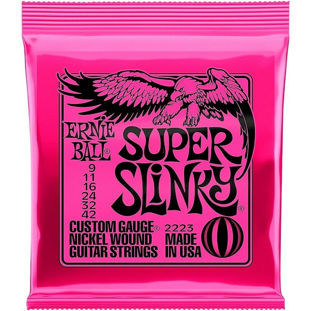 Ernie Ball 2223 Nickel Super Slinky Pink Electric Guitar Strings 6 Pack